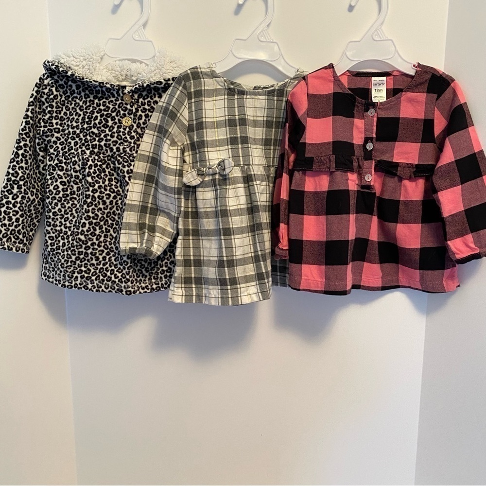 Carter's Baby Girls Leopard Print Pullover/ Flannel Blouses Tops Size 18 Months